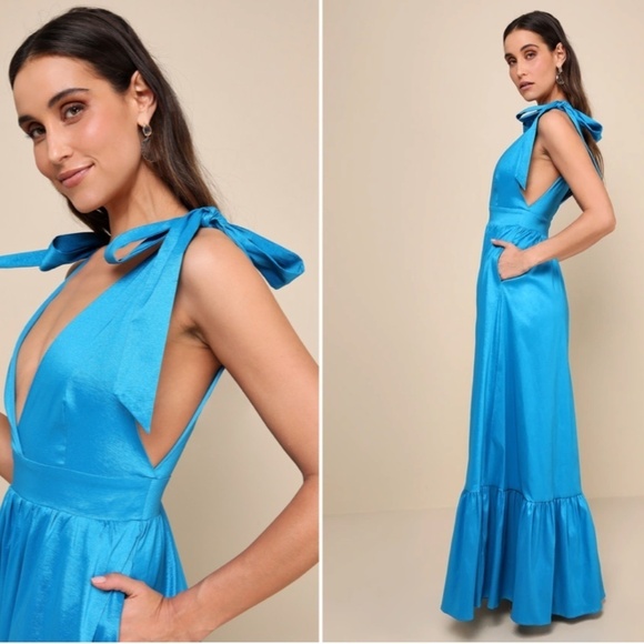 LULU's Sexy Elegant Prom Wedding Formal Event Chic Aline Maxi Gown NWOT - Picture 3 of 5